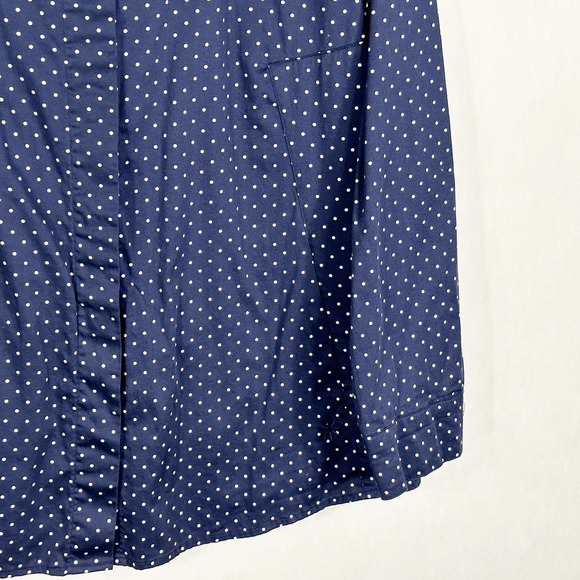Isaac Mizrahi Live Plus Size 14 Top Button Down Blouse Polka Dot Blue White 1256 - Picture 5 of 8